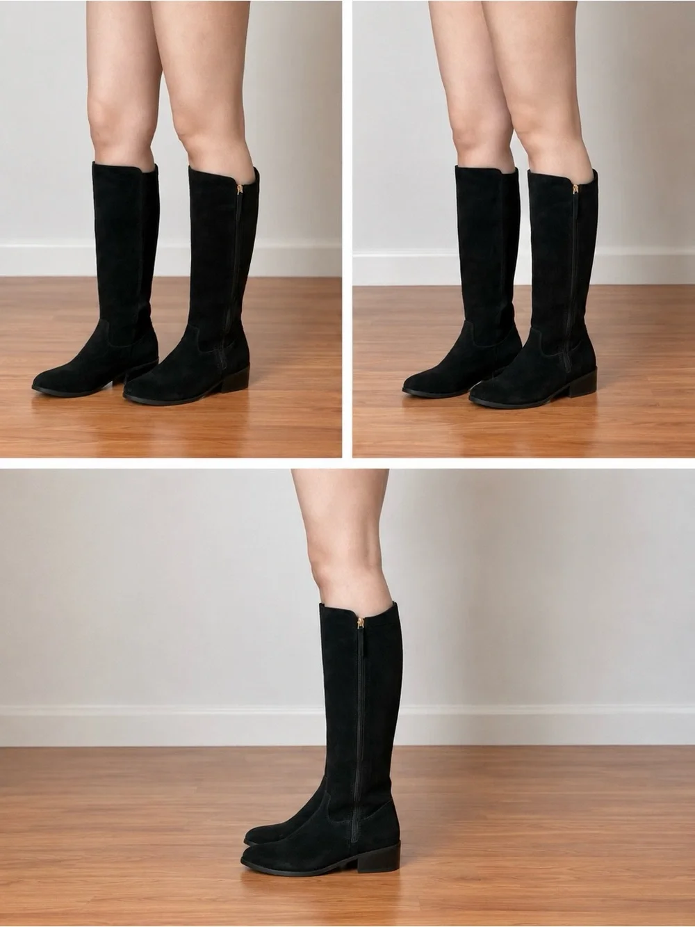 GENUINE SUEDE Classic Black Knee-High Boots